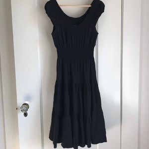 THEORY Black Cap Sleeve Flamenco Dress